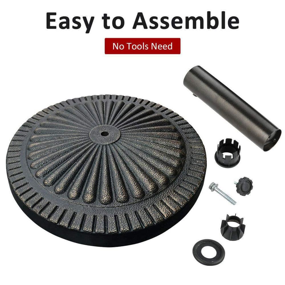 31.5 lbs. Heavy-Duty Round Resin Patio Umbrella Base Stand Holder with Lockable Wheels in Bronze