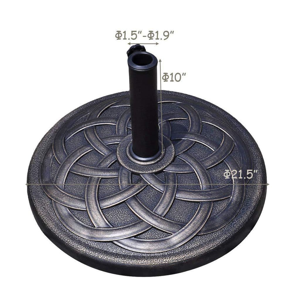 Circle Weave Round Metal Patio Umbrella Base in Bronze