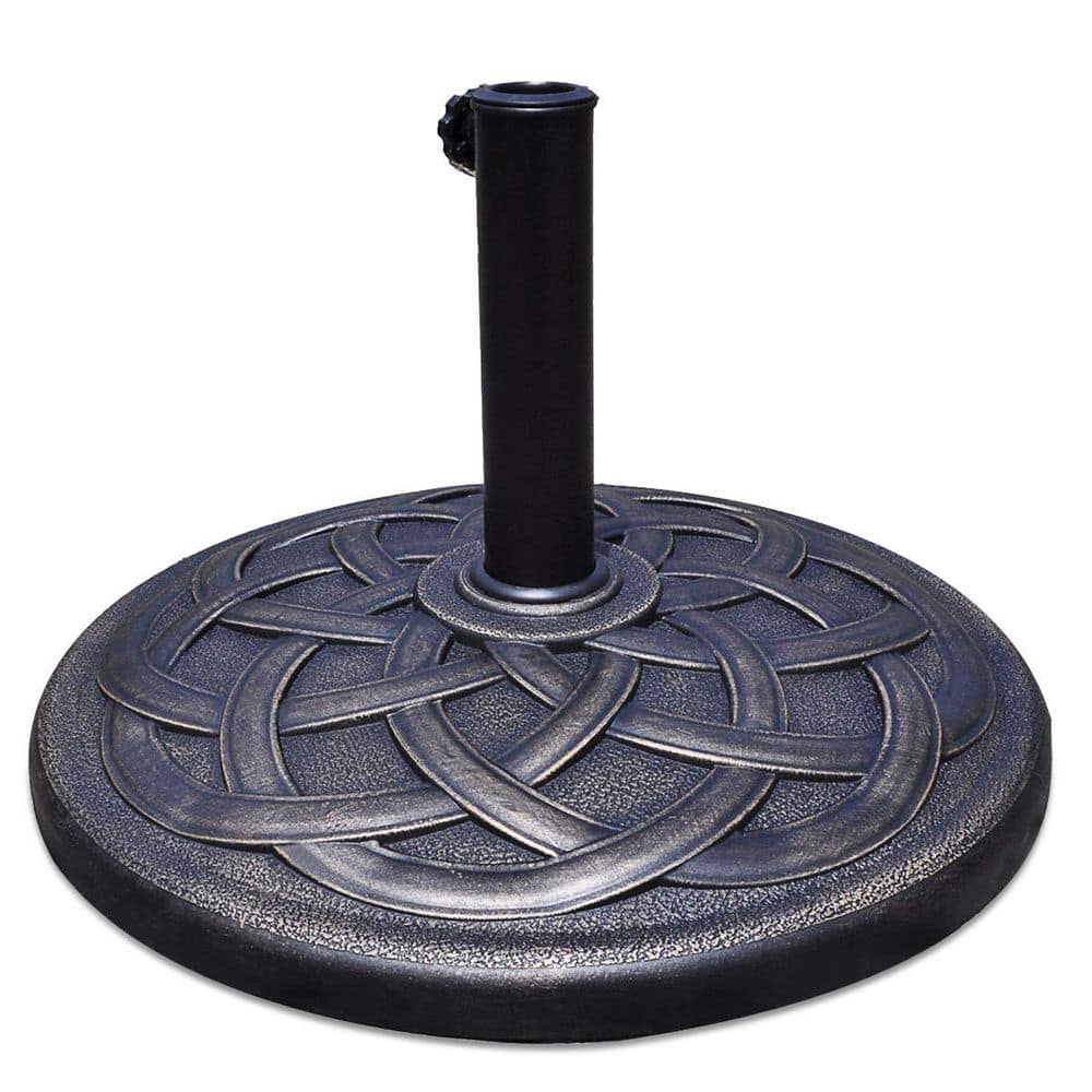 Circle Weave Round Metal Patio Umbrella Base in Bronze