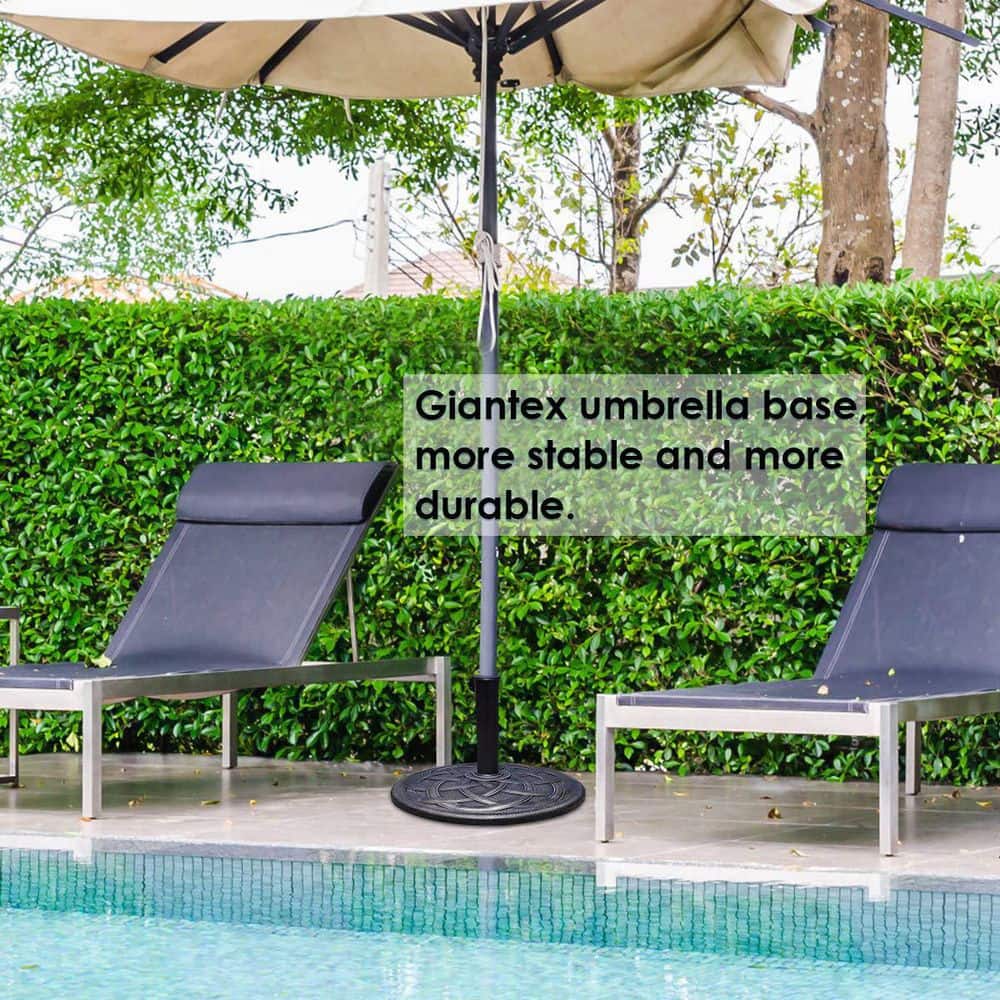 Circle Weave Round Metal Patio Umbrella Base in Bronze