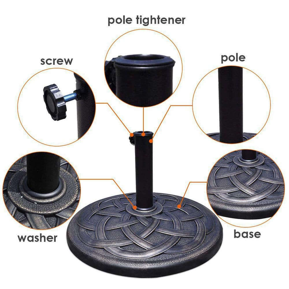 Circle Weave Round Metal Patio Umbrella Base in Bronze