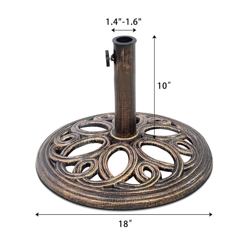 Round Metal Patio Umbrella Base in Bronze