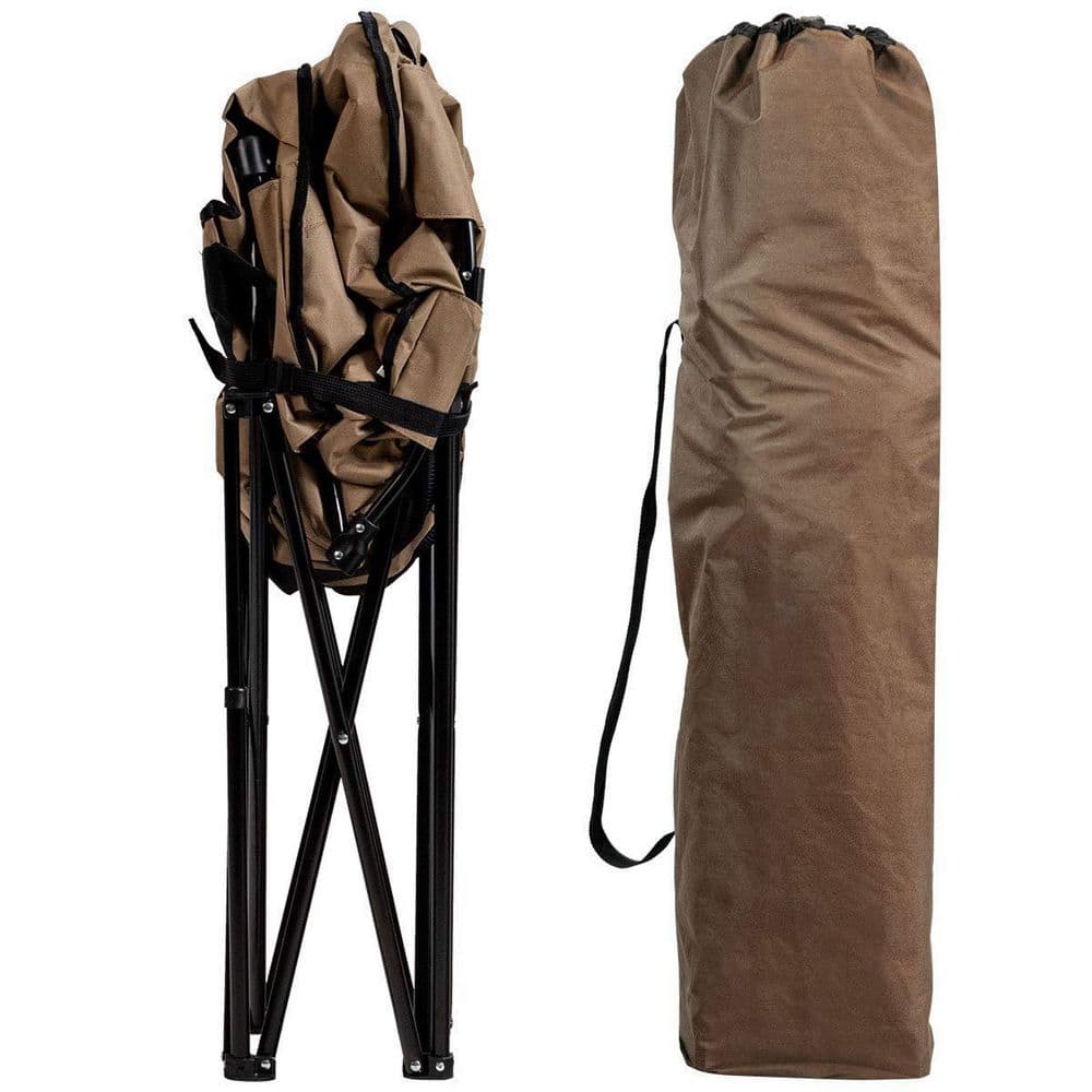 Brown Steel Folding Camping Moon Padded Chair with Carry Bag