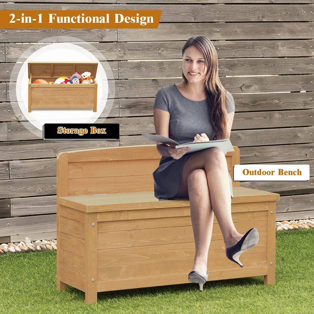 16.5 Gal. Wood Outdoor Storage Bench Deck Box