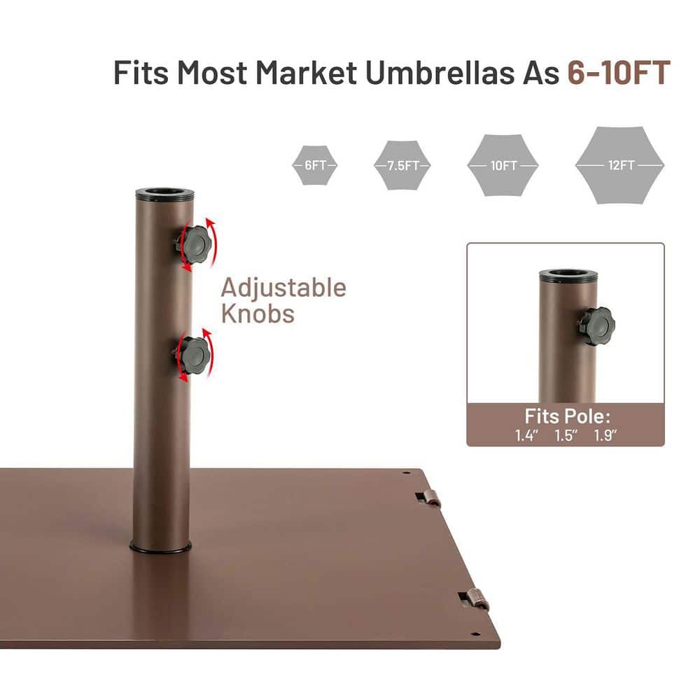 50 lbs. Square Metal Patio Umbrella Base in Brown