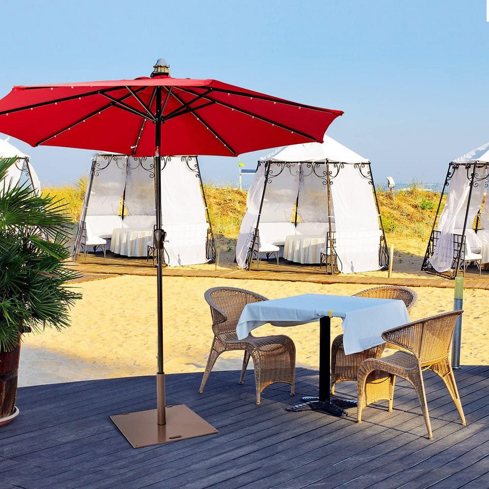 50 lbs. Square Metal Patio Umbrella Base in Brown