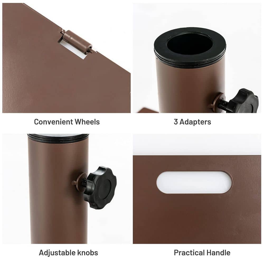 50 lbs. Square Metal Patio Umbrella Base in Brown
