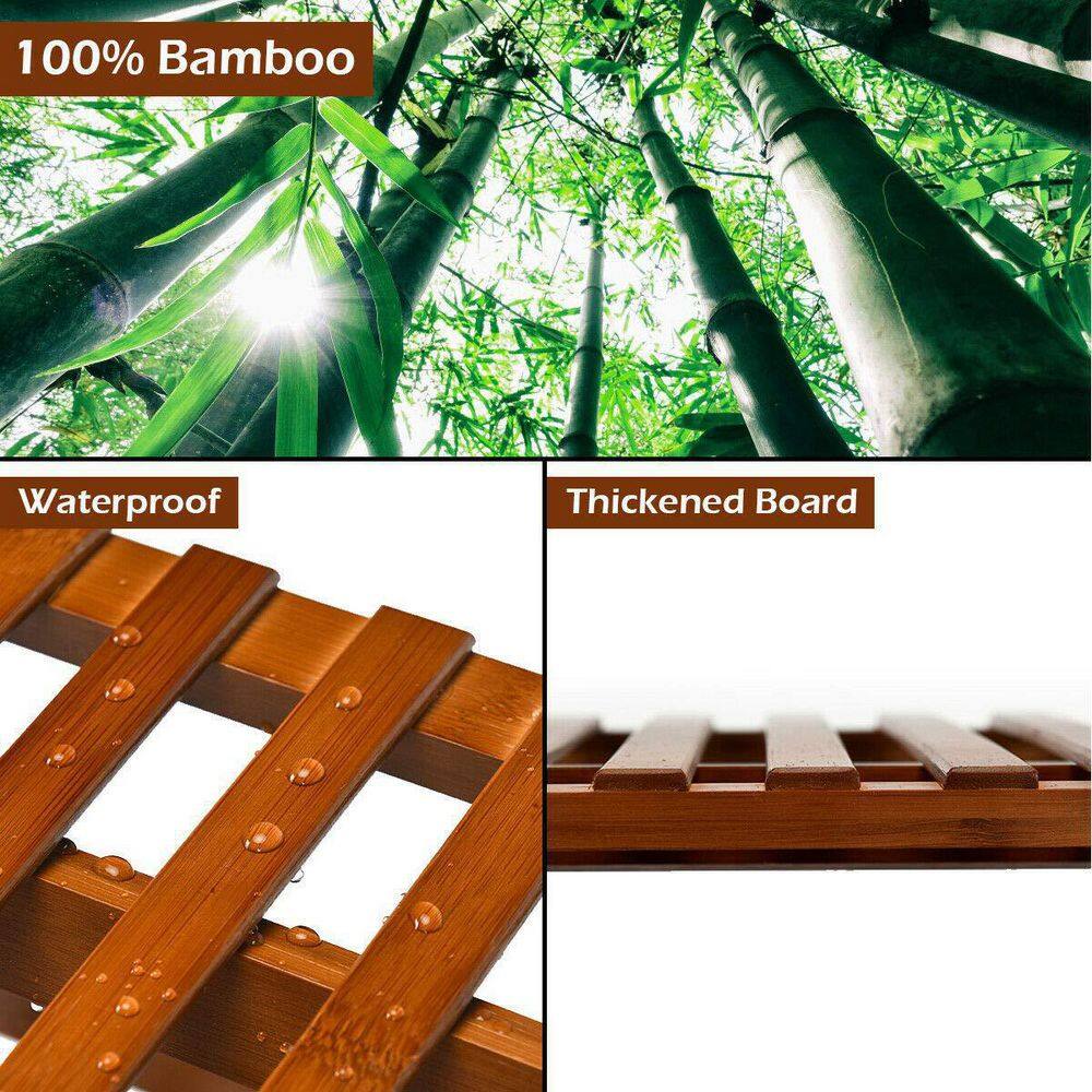 Outdoor Wood 3-Tier Folding Plant Stand Shelf Flower Pot