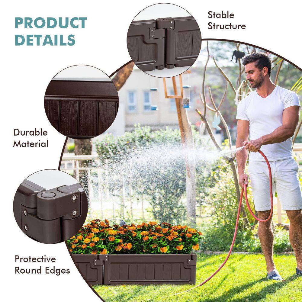 48.5 in. W x 48.5 in. L x 8 in. H Plastic Weathered Outdoor Planter Box Raised Garden Bed