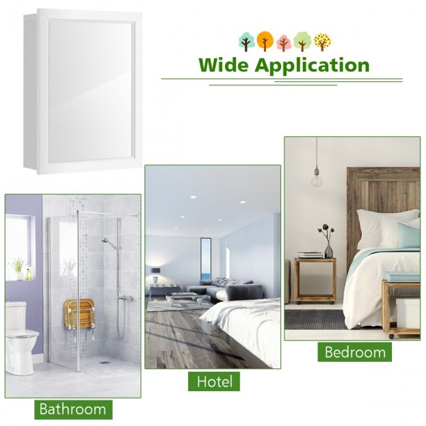 SUGIFT Wall-Mounted Mirror Medicine Cabinet, 2 Tiers Large Storage