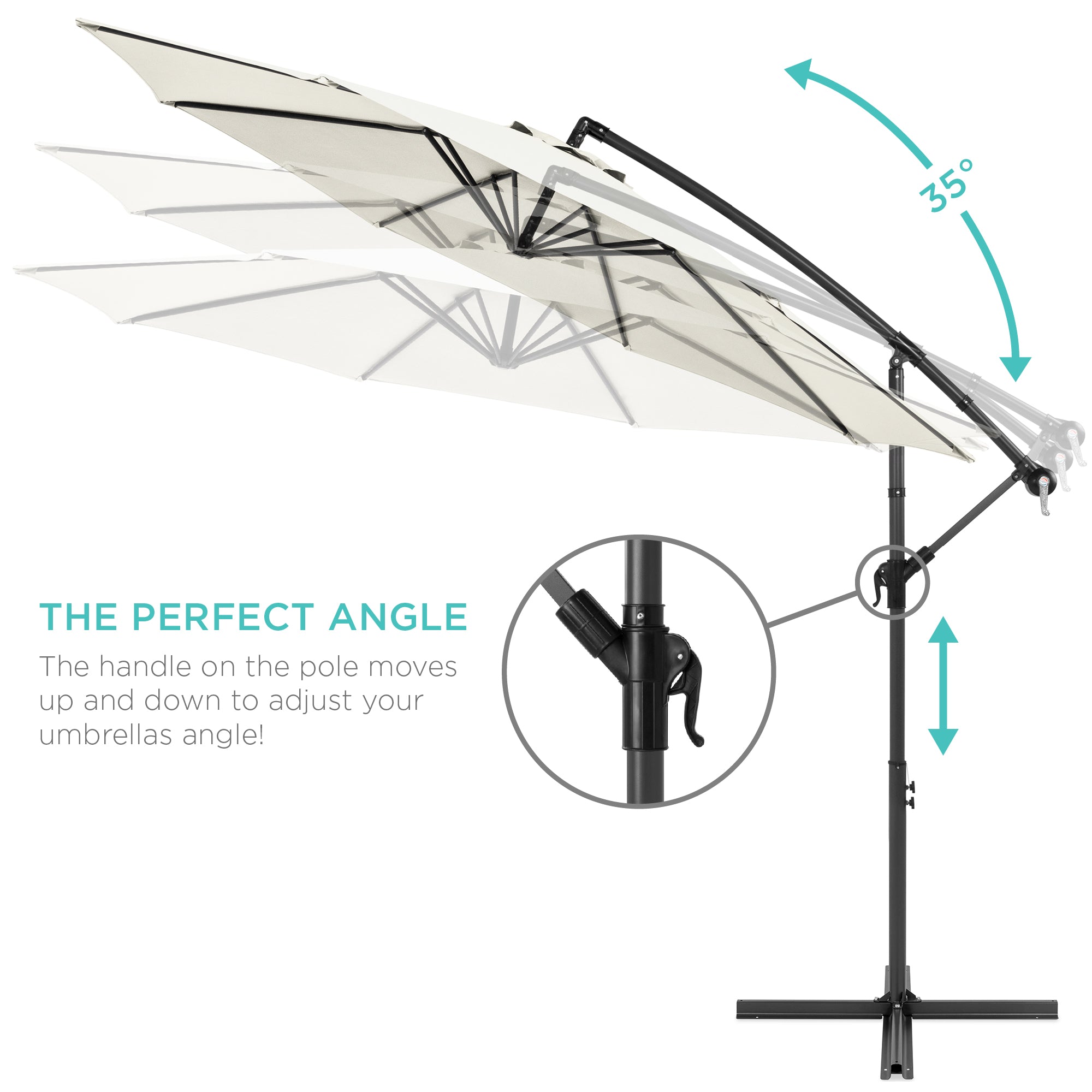 SUGIFT 10ft Offset Hanging Outdoor Market Patio Umbrella SUGIFT 10ft Offset Hanging Outdoor Market Patio Umbrella