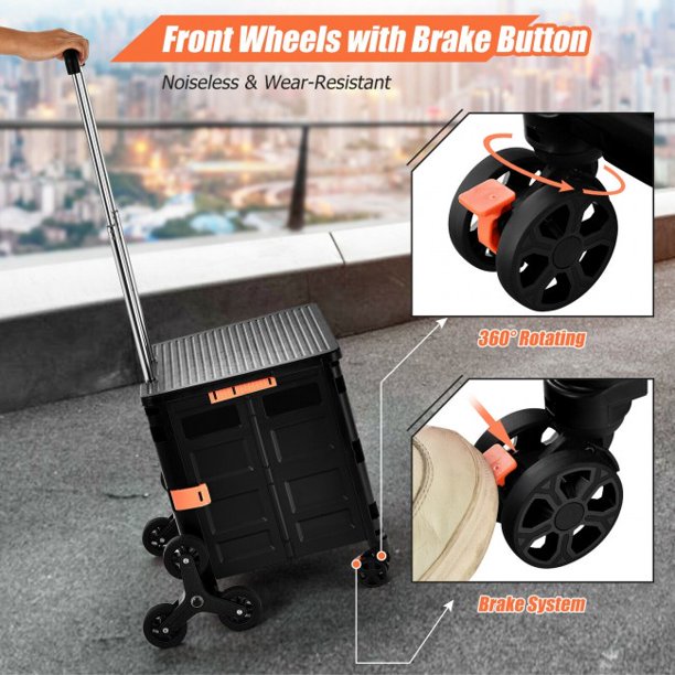 SUGIFT Shopping Cart Foldable Utility Cart for Travel and Shopping