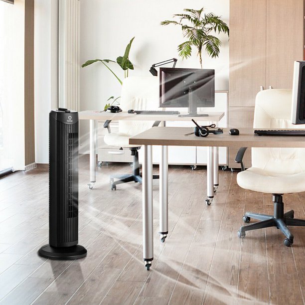 SUGIFT Tower Fan Stand Fan Oscillating Fan Bladeless Air Cooler 35W 28 Inch Black