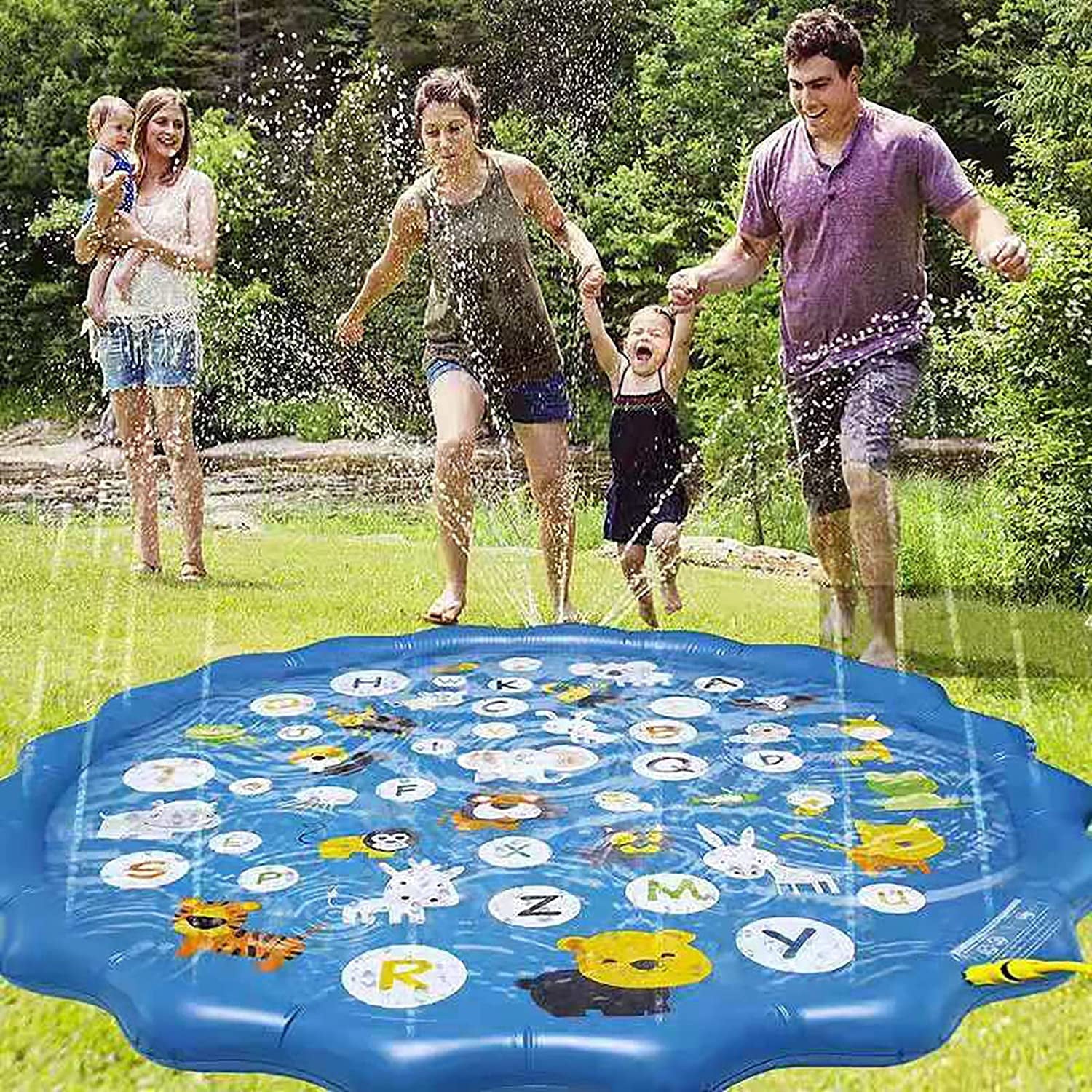 SUGIFT Splash Mat 68" Kids Outdoor Sprinkler Splash Pad, Blue