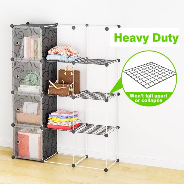 SUGIFT Cube Storage 12-Cube Bookshelf Closet Organizer Storage Shelves Shelf Cubes Organizer DIY Square Closet Cabinet Shelves, Black