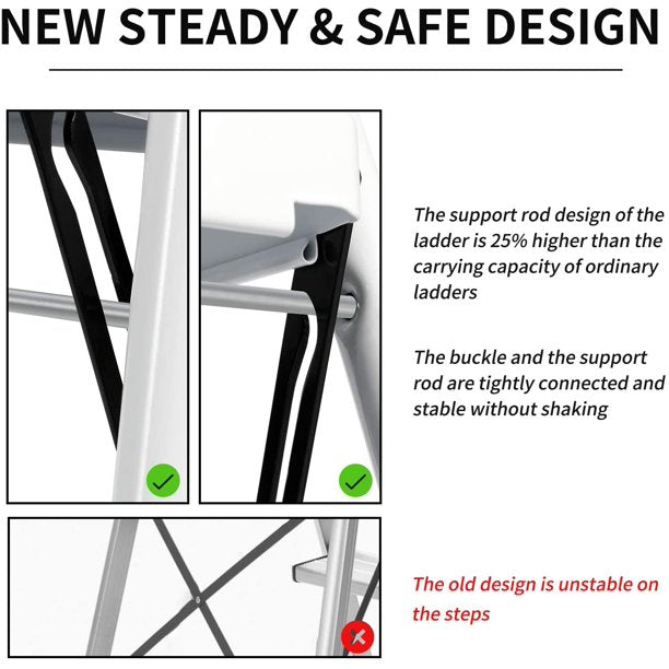 2 Step Stool Ergonomic Folding Step Stool Step Ladder with Wide Anti-Slip Pedal