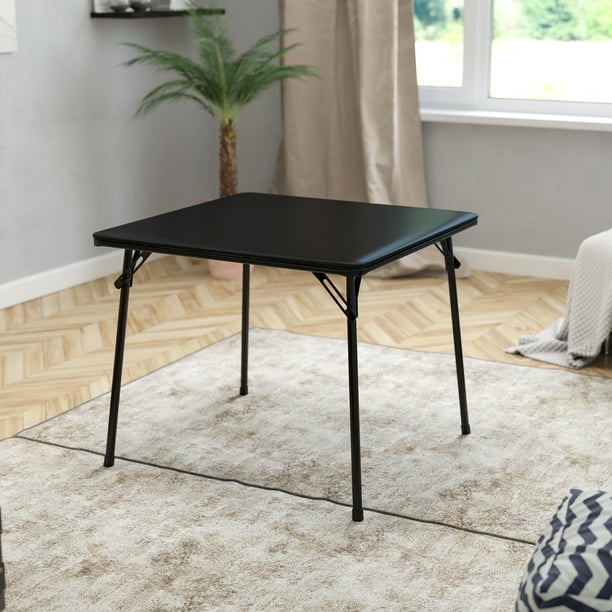 SUGIFT Black Folding Card Table - Lightweight Portable Table with Collapsible Legs