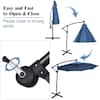 10 ft. Aluminum Offset Cantilever Solar Tilt Patio Umbrella LED Lights 360-Degrees Rotation in Blue