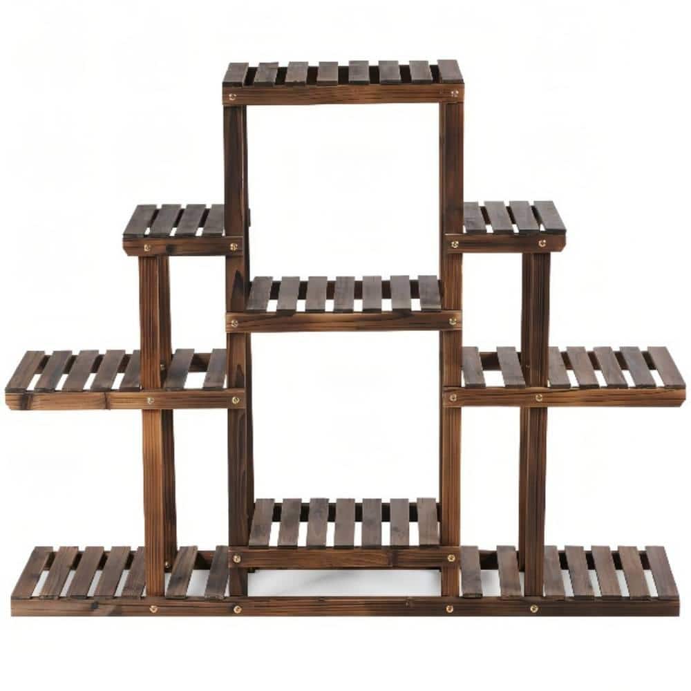 6-Tier Wood Outdoor Plant Stand Plant Display Rack Multifunctional Storage Shelf