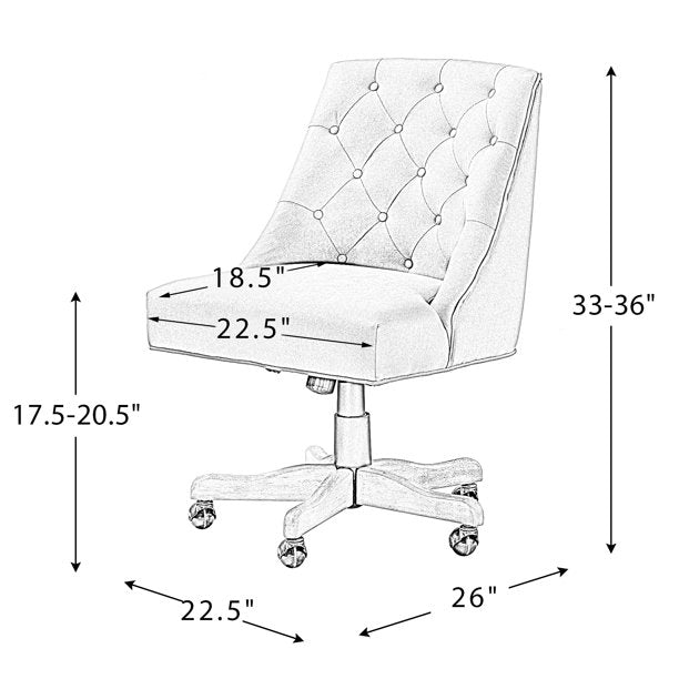 SUGIFT Modern Office Chair with Tufted Back Gray