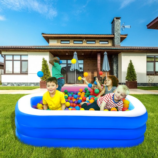 SUGIFT Inflatable Swimming Pool Three-layer Printing, Family Above Ground PVC Outdoor Toy Pool for Kids, Babies, Adults, 82.6inW*55inD*25.5inH