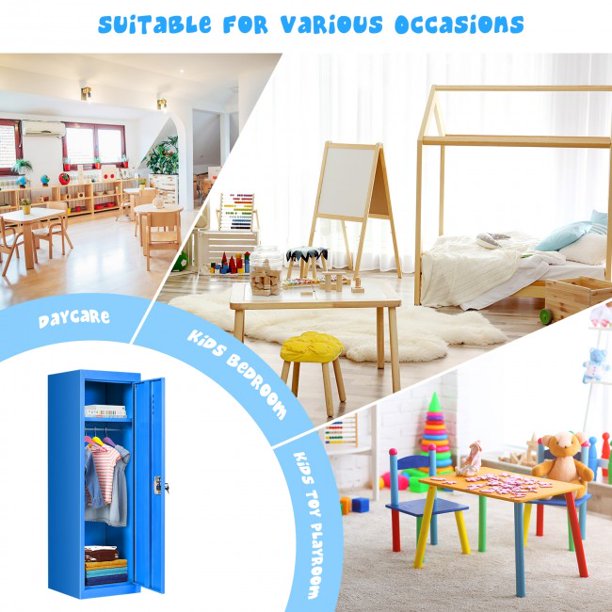 48 Inch Kid Safe Storage Children Single Tier Metal Locker Organizer Shelf
