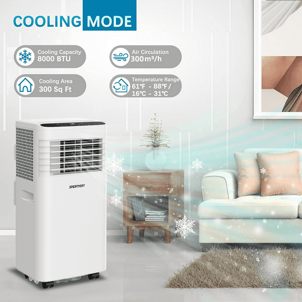 SUGIFT 8,000 BTU Portable Air Conditioner with Comfort Sense Remote and Window Kit, White, 1AR328K