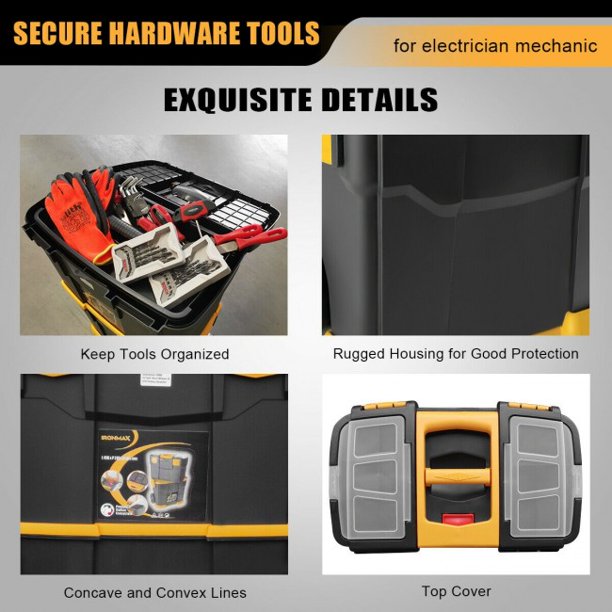 Rolling Toolbox Stackable Cabinet Storage Chest Organizer with Handle