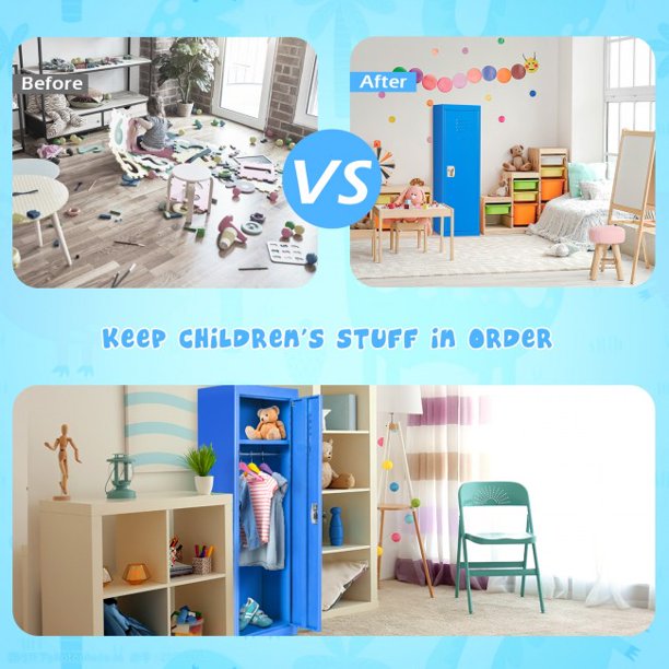 48 Inch Kid Safe Storage Children Single Tier Metal Locker Organizer Shelf