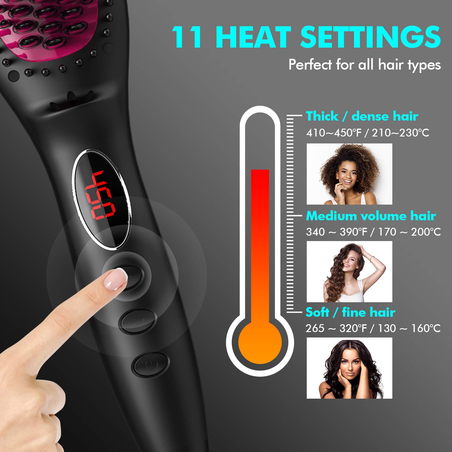 Miropure KL1020 Hair Straightener Brush with Ionic Generator (30s Fast Even Heating for Straightening or Curling) (The product has a risk of infringement on the Amazon platform)