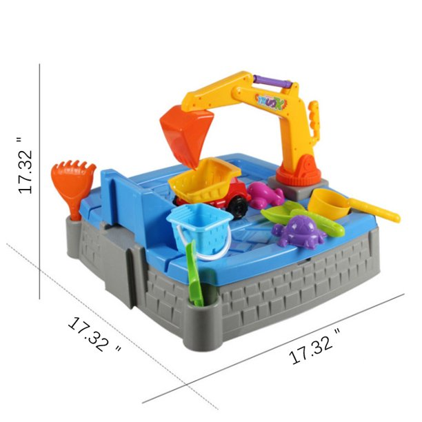 SUGIFT Big Digger Sandbox Including lid and Play Sand Accessories, Blue