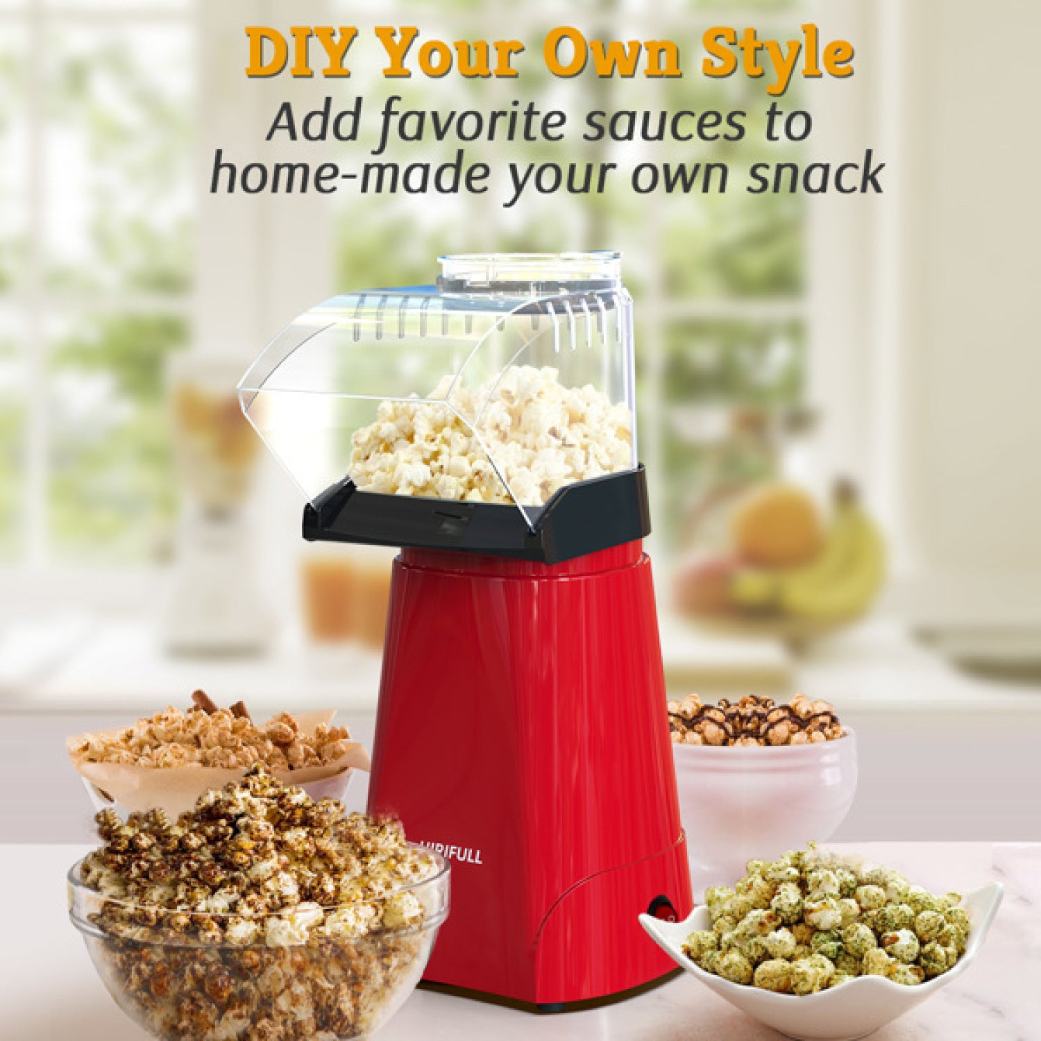 SUGIFT 1200W Home Electric Hot Air Popcorn Poppers Machine with Measuring Cup