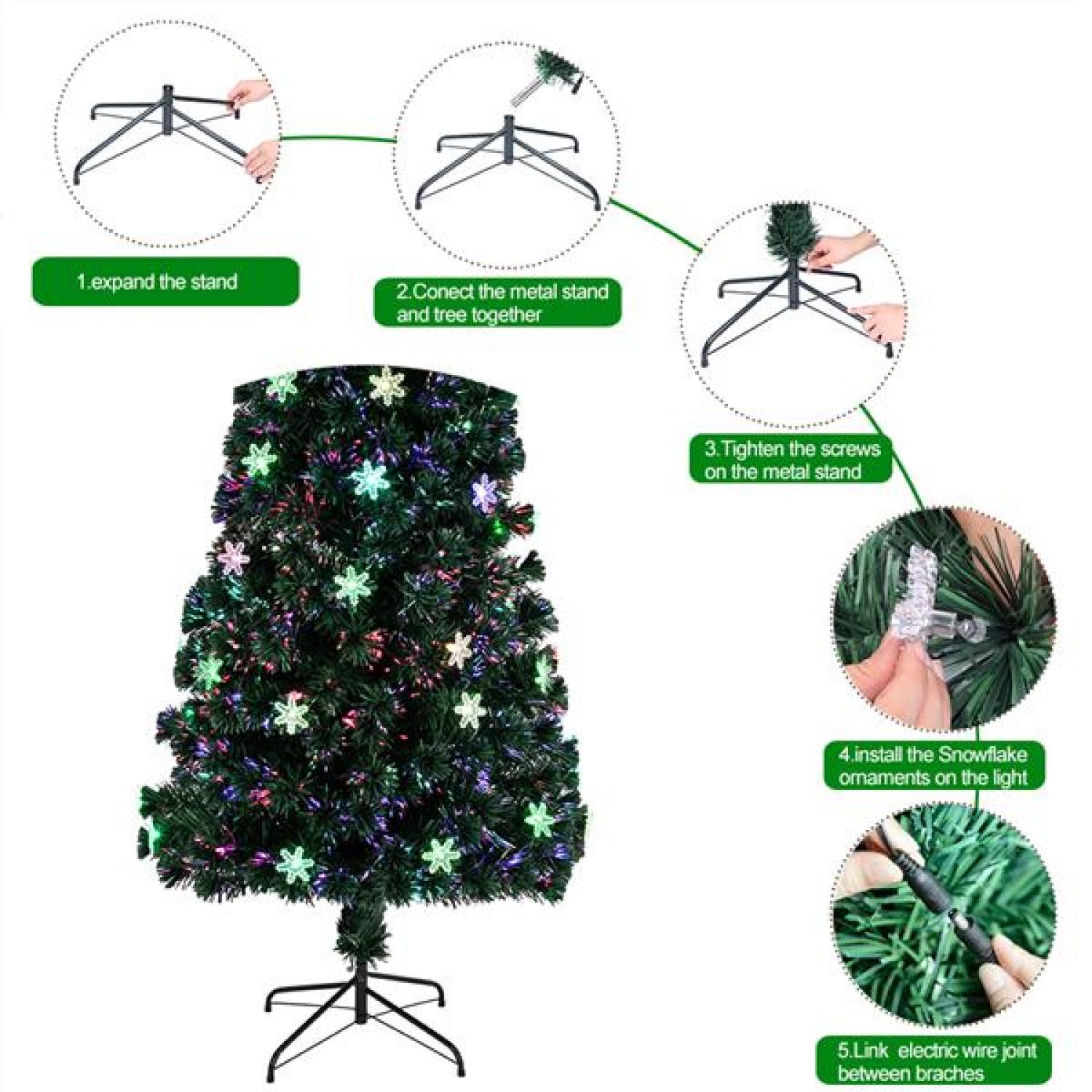 SUGIF 6FT Pre-Lit Hinged Light Small Christmas Tree w/ 230 Branches