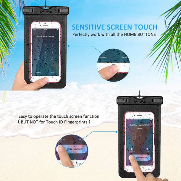 SUGIFT 2PC Waterproof Case with Armband, IPX8 Universal Cell Phone Dry Bag Waterproof, Dustproof, Snowproof Pouch Bag for iPhone X/8/8 Plus/7/7 Plus/6S/6 Plus, Samsung, and other Phones
