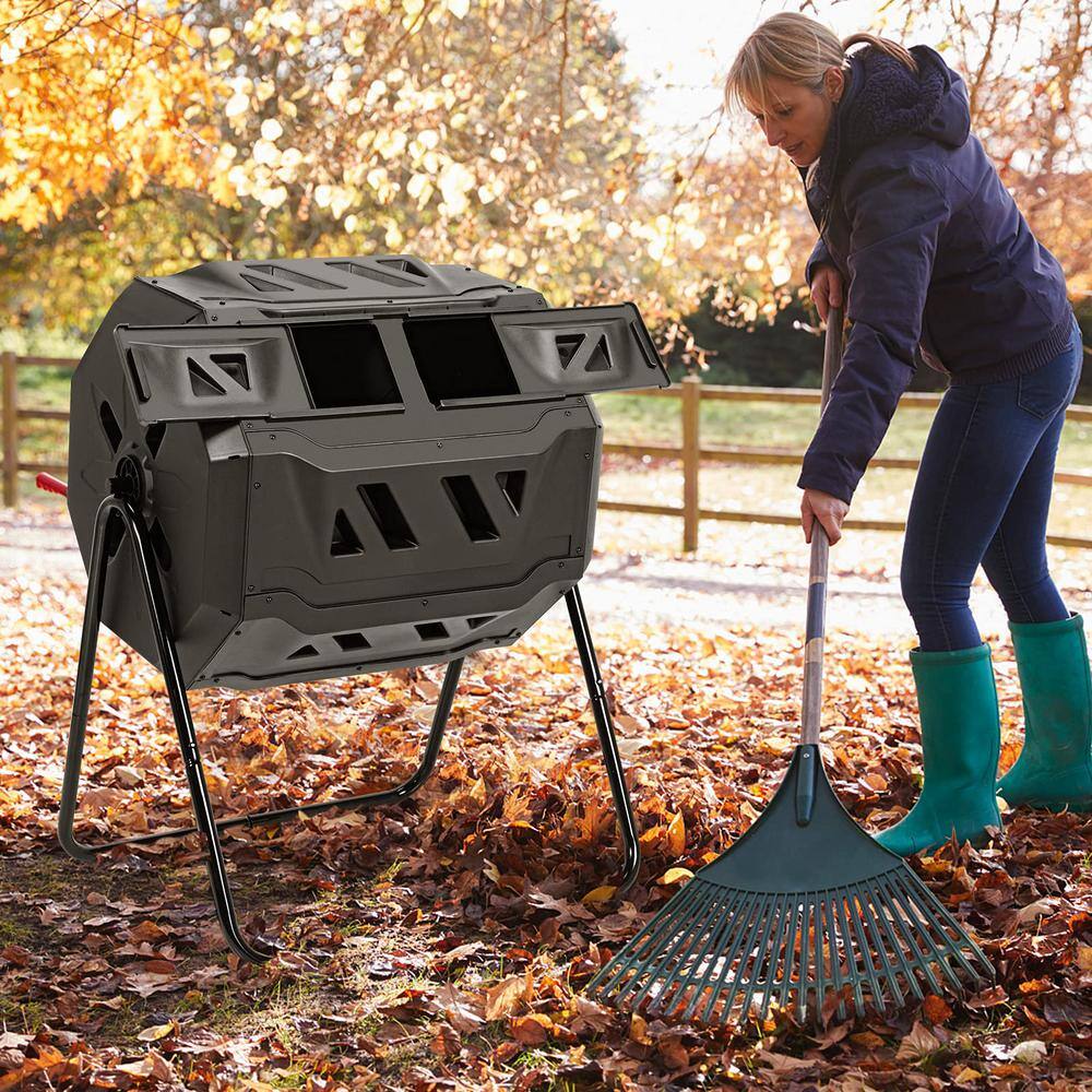 Trunk Composter 43 Gal. Black Tumbling Composter with Dual Rotating Chamber – SUGIFT