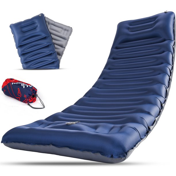 SUGIFT Camping Sleeping Pad, Inflatable Sleeping Mat with Pillow, Compact Camping Air Mattress