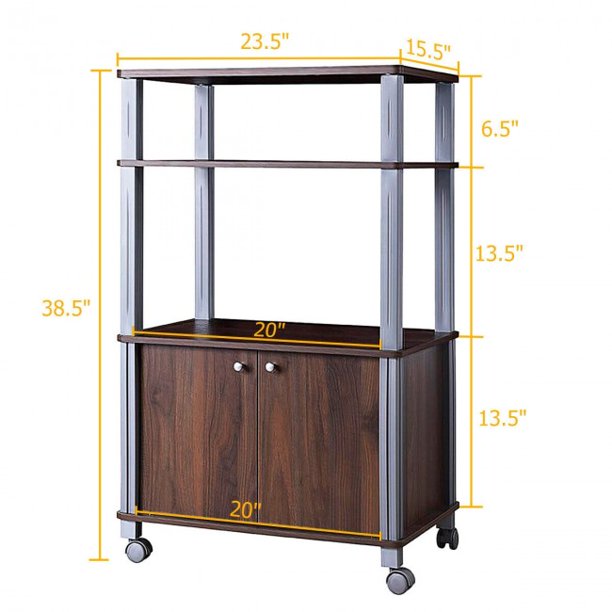 SUGIFT Storage Cart Microwave Rack Stand Rolling Storage Cart