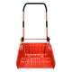 58 in. Steel Handle Plastic Folding Snow Shovel Pusher Scoop in Red with Wheels