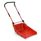 58 in. Steel Handle Plastic Folding Snow Shovel Pusher Scoop in Red with Wheels