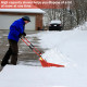 58 in. Steel Handle Plastic Folding Snow Shovel Pusher Scoop in Red with Wheels