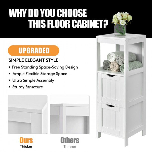 SUGIFT Wooden Floor Cabinet Storage Organizer with Removable Drawers