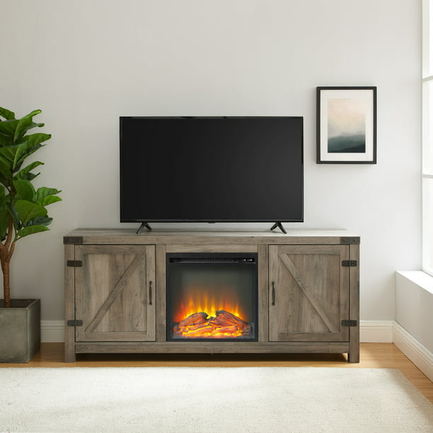SUGIFT Fireplace TV Stand for TVs up to 65inch, Black Oak