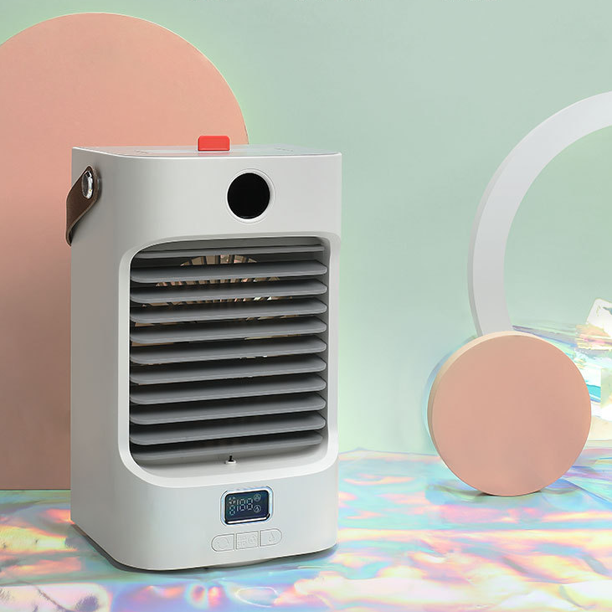 Portable Air Cooler Mini Air Cooler Fan 3 Speeds and Color LED Light for Home Bedroom Office