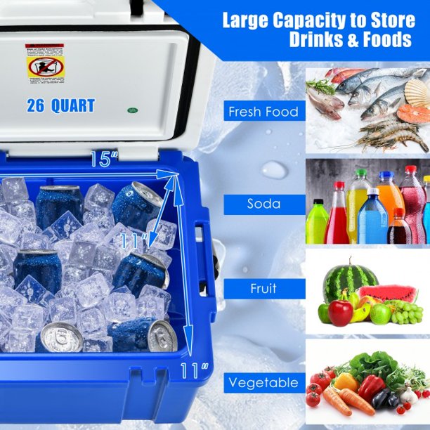 26 Quart Portable Cooler Lightweight with Food Grade Material