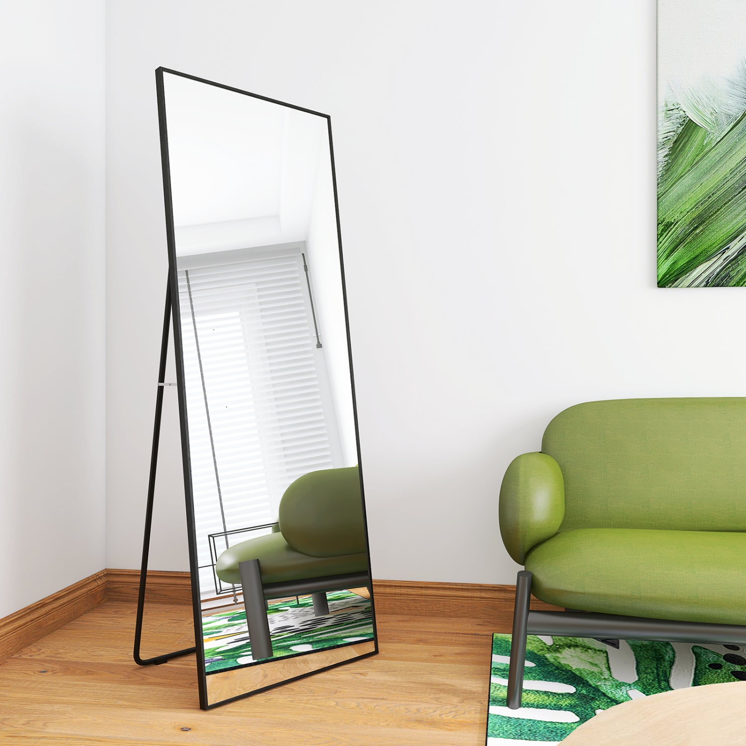 SUGIFT Full Length Mirror 65"x22 Floor Mirror Full Body Standing Mirror, Black