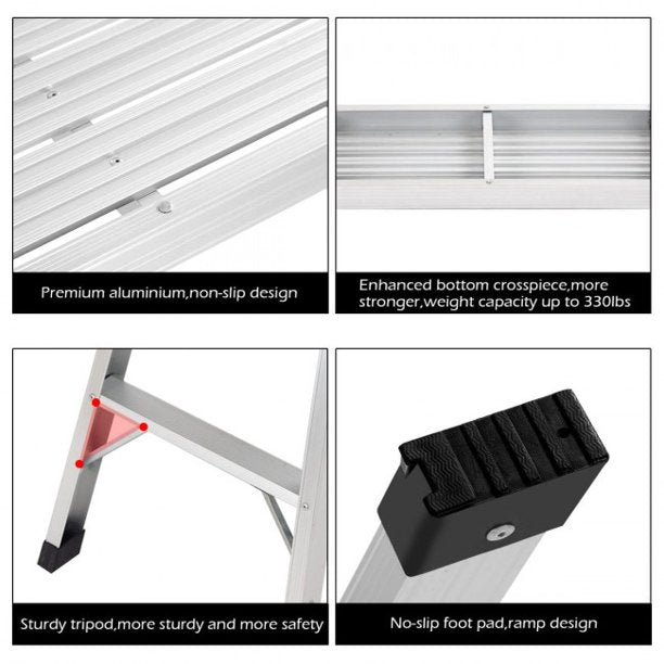 Portable Folding Step Stool Heavy Duty Bench Aluminum Step Ladder