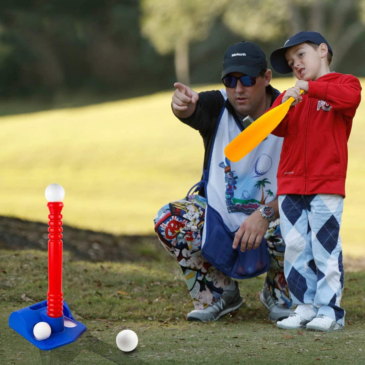 SUGIFT Children Baseball Toy, TotSports T Ball Set with 8 Toy Balls