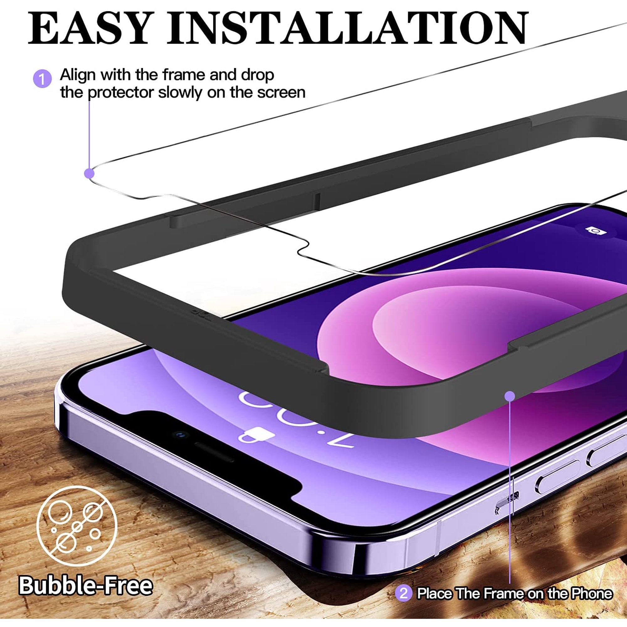 SUGIFT for 13 / 13 Pro (6.1 Inch) Tempered Glass Screen Protector, Anti-Scratch, Anti-Fingerprint, Bubble Free [3-Pack]