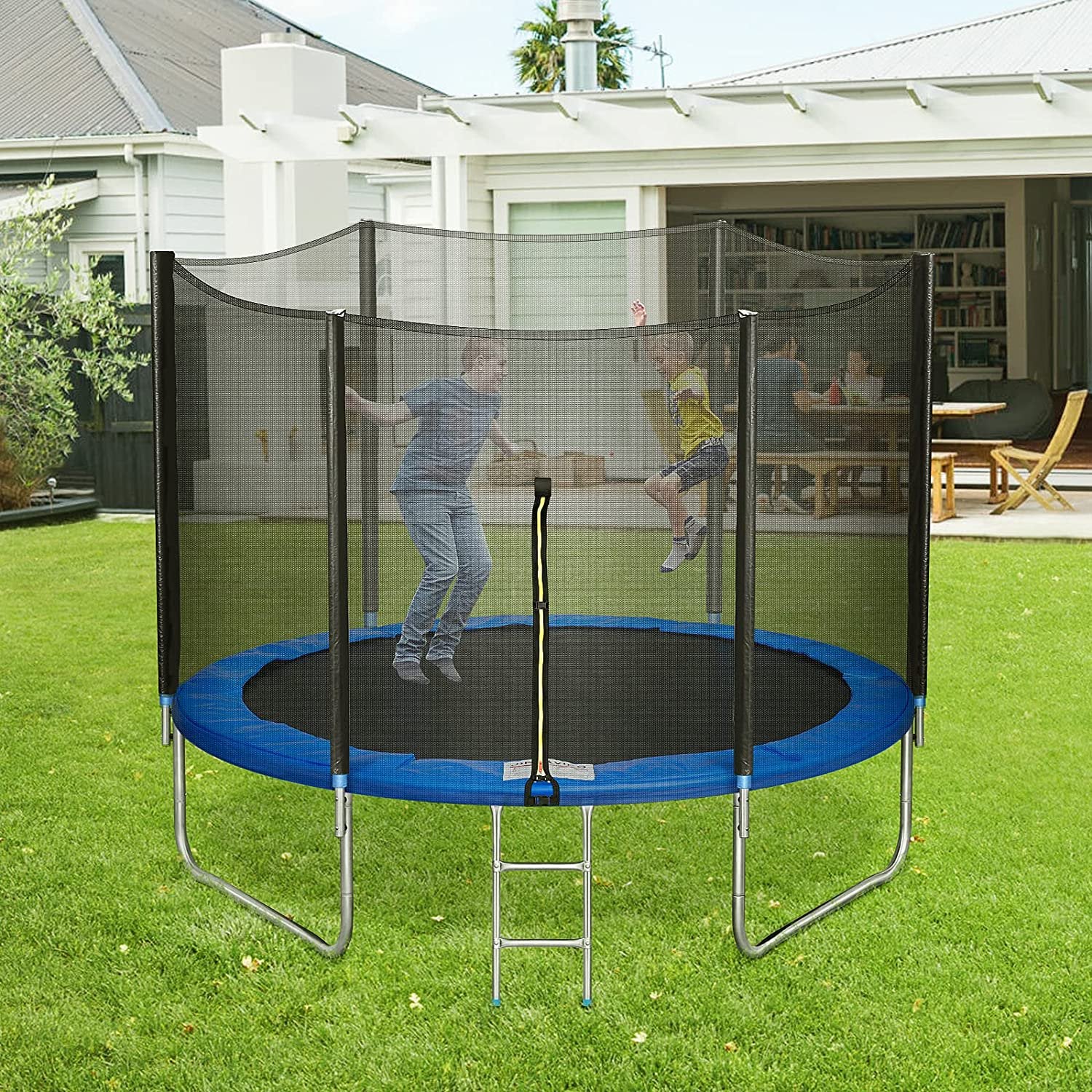 SUGIFT 10ft Trampoline for Kids and Adults with Safety Enclosure Net Jumping Mat, Safety Pad, Hold Up to 680LBS