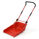 58 in. Steel Handle Plastic Folding Snow Shovel Pusher Scoop in Red with Wheels